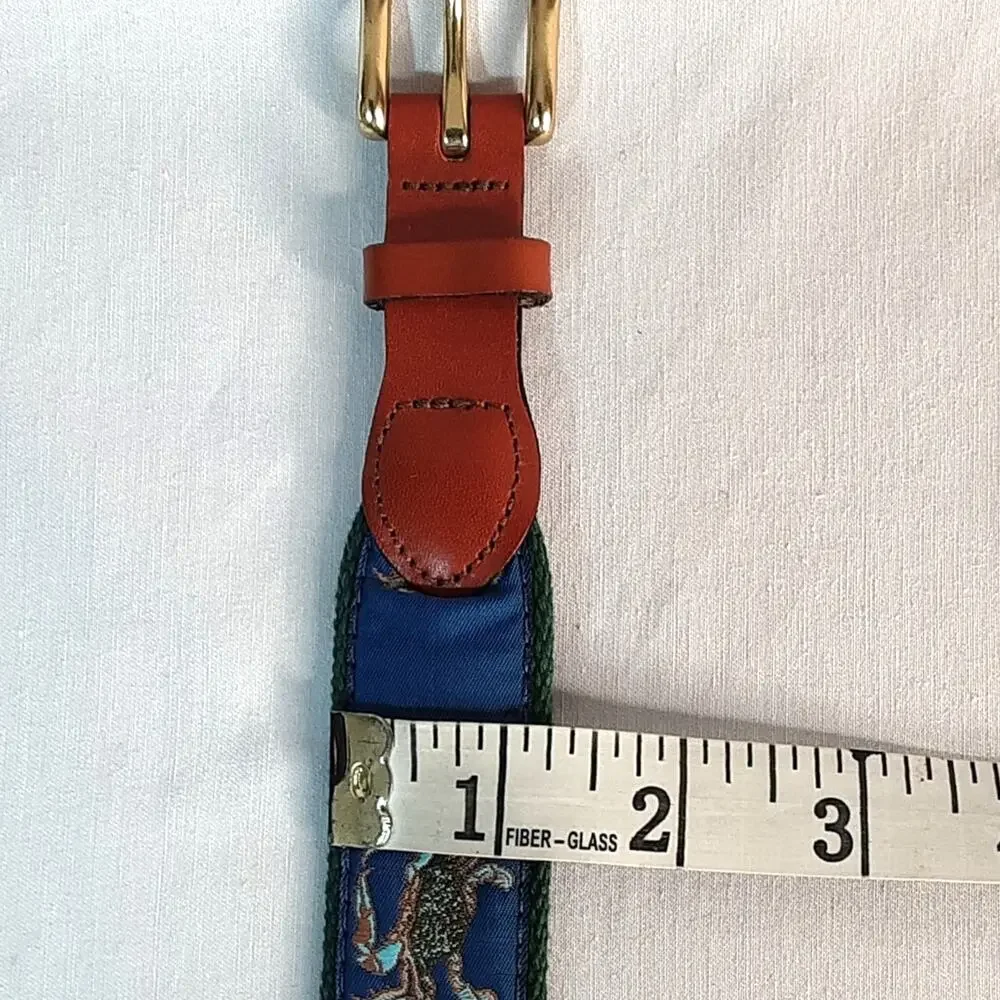 💎Leather Man Ltd TopGrain Leather Ends Blue Embroidered Crab Fabric Green Canvas